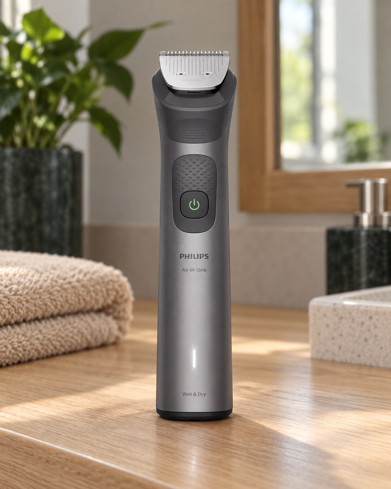 Philips All-in-One Trimmer Series 7000 MG7922/15 sobre a bancada do banheiro